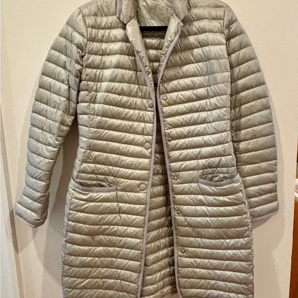 Add Down Women's Metallic Silver Puffer Coat